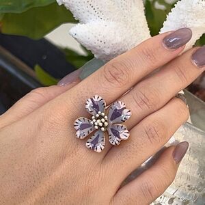 Oscar de la Renta Wild Flower Purple & Gray Ring